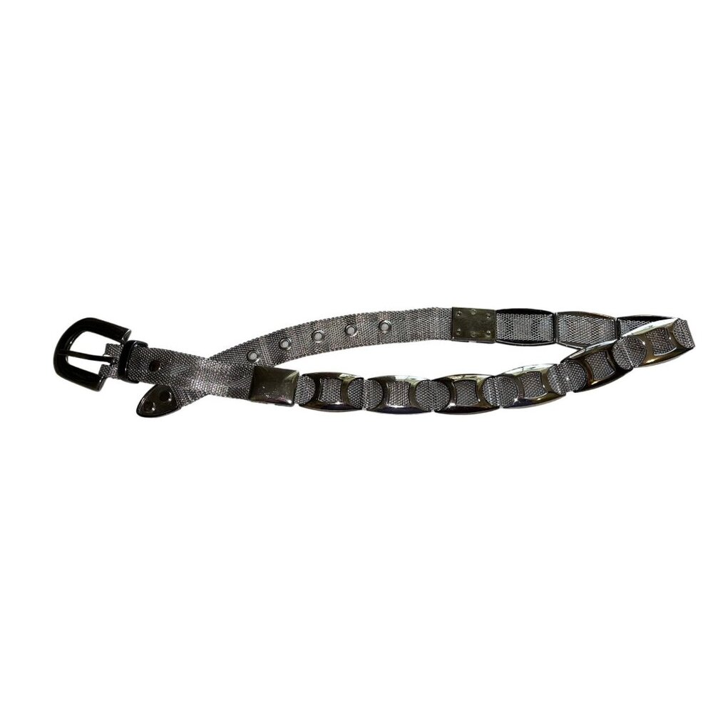 Silver Mesh BOHO Shiny Metallic Designer Steampunk Elegant Stunning Belt 33"